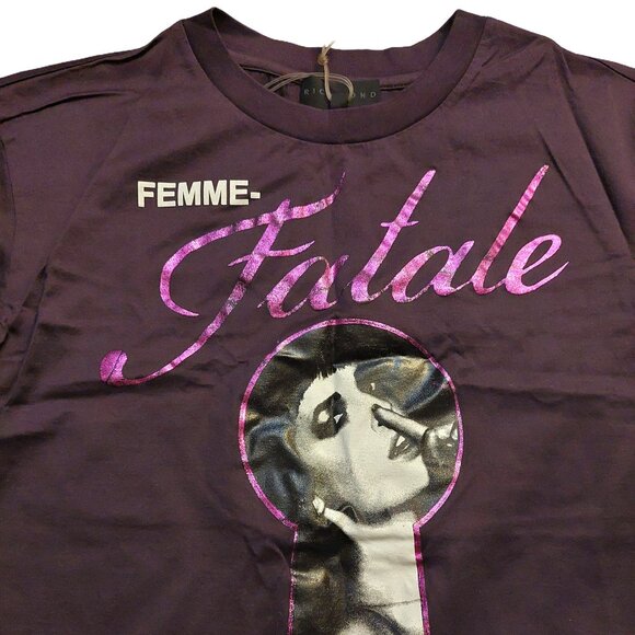 Richmond X Purple Femme Fatale Long Sleeve Graphic Tee Shirt Sz L NWT - Picture 4 of 10